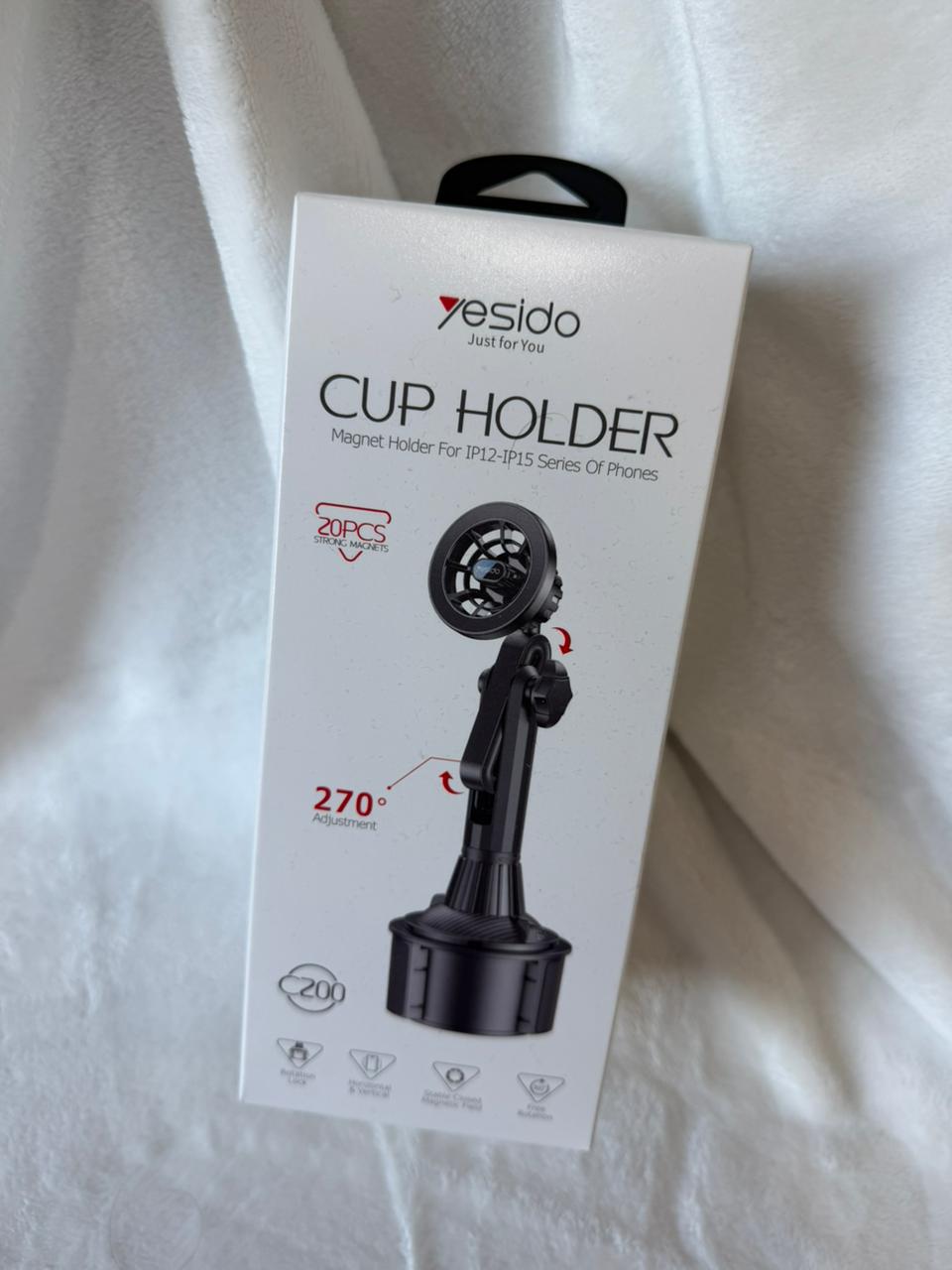 Yesido C200 Magnetic Car Cup Holder Phone Mount – MagSafe Compatible (360° Rotation)