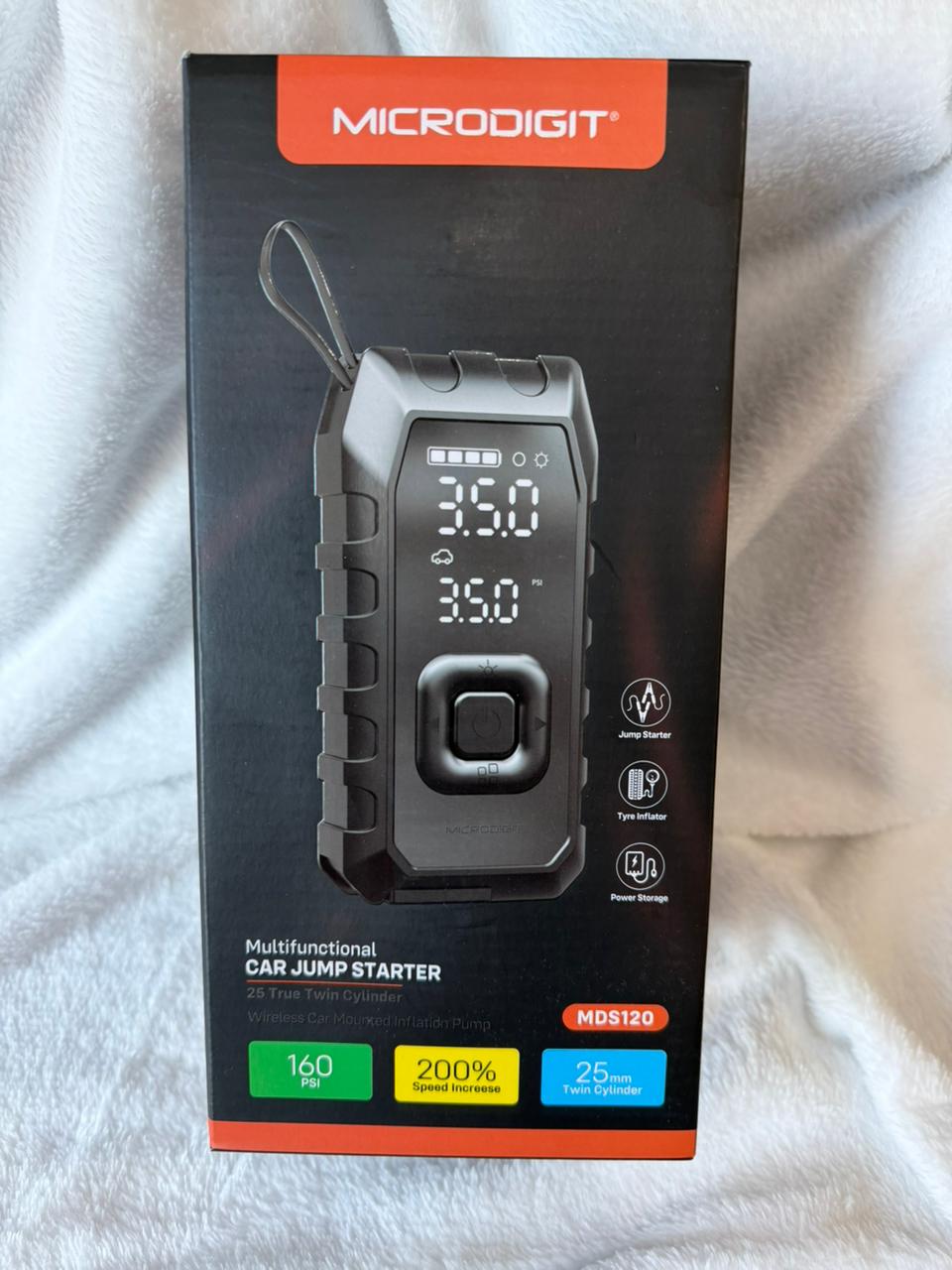 MICRODIGIT MDS120 Multifunctional Car Jump Starter & Tyre Inflator